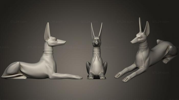 Статуэтки животных (Собака Анубиса, STKJ_0707) 3D модель для ЧПУ станка